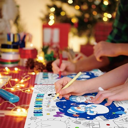 45pcs Winter Coloring Placemats for Kids Disposable Coloring Poster Hello Winter Gifts School Classroom Activities Chirstmas Paper Table Mats