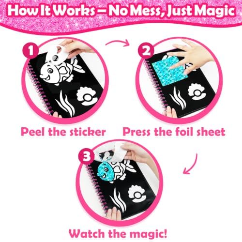 FUNNYB&G Foil Art Craft Kit for Kids, Sparkly Birthday Gift Toy for Kids