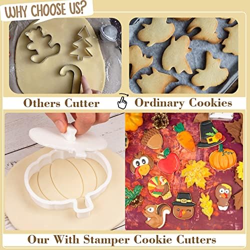 Thanksgiving Cookie Cutter Set of 4 Pumpkin Oak Leaf Turkey Baking 3.5" Cutter Molds Gifts Decorative Kitchen Cake Supplies
