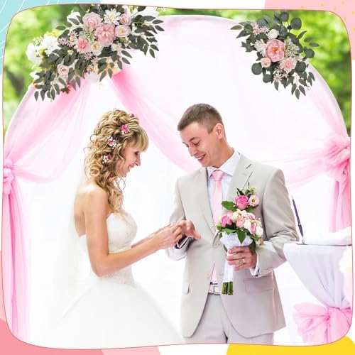 2 Pcs Wedding Arch Decorations, Pink Arch Flowers Swag Peony
