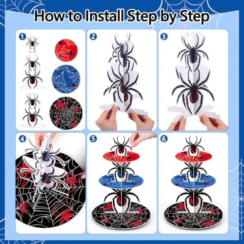 3 Tier Spider Cupcake Stand Spider Birthday Party Decorations