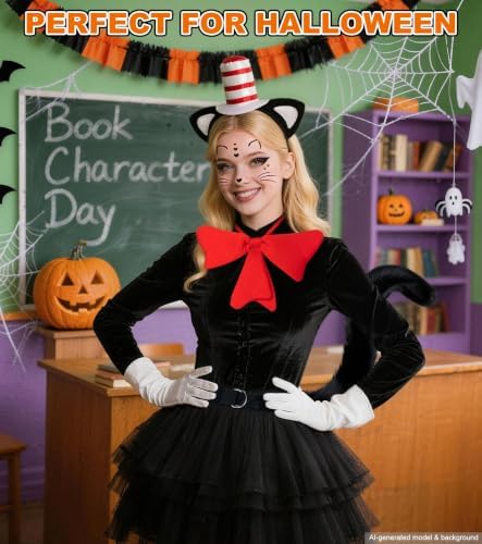 Cat Costume Accessories Set with Cat Ears Headband and Bow Tie for Adults