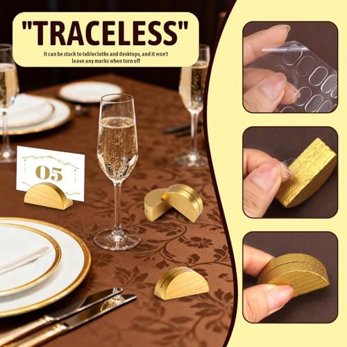 24Pcs Gold Wood Table Number Stands 1.57 In Wood Place Card Holders