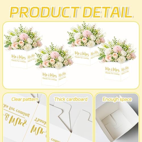 Cinrobiye 24 Pcs Wedding Centerpieces for Tables, Mr & Mrs Centerpiece Boxes for Wedding Reception Decorations, Bridal Shower, Engagement Party, Baby Shower, Wedding Favor and Table Decor