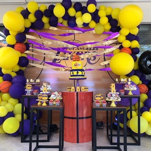 BEISHIDA 8 Rolls Purple and Gold Crepe Paper Streamers for Graduation Lacker Basketball Party Decorations Birthday Baby Shower Wedding DIY Craft Paper(1.8 Inch x 82 Ft/Roll)