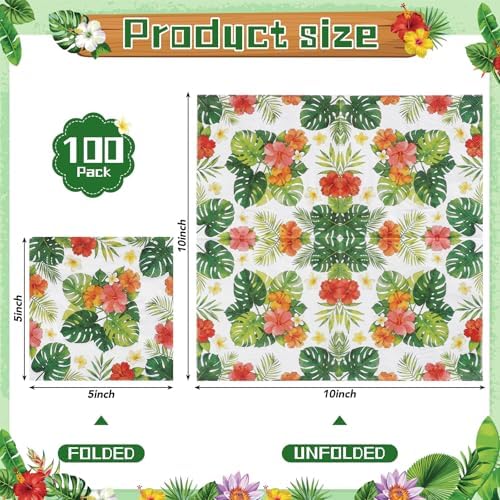 Natnarr 100 Pcs Tropical Napkins, 5" Hawaiian Cocktail Napkins