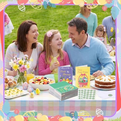Motiskyy 100 Pcs Religious Greeting Cards with Envelopes and Stickers Bunny Holiday Card Gift Best Wishes Cards for Mom Daughter Women
