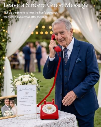 Audio Guest Book Wedding Phone, Retro Guestbook Phone Record Voice Messages