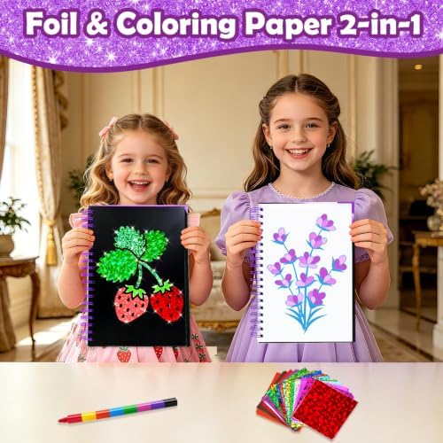FUNNYB&G Foil Art Craft Kit for Kids, Sparkly Birthday Gift Toy for Girls