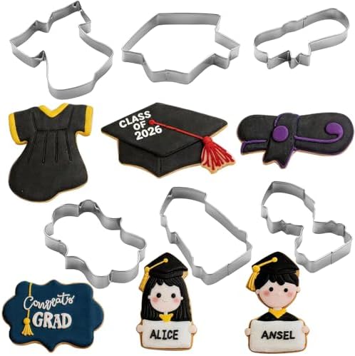 MrCookie Large Graduation Cookie Cutters,4in,6pc,Thickened Stainless Steel.