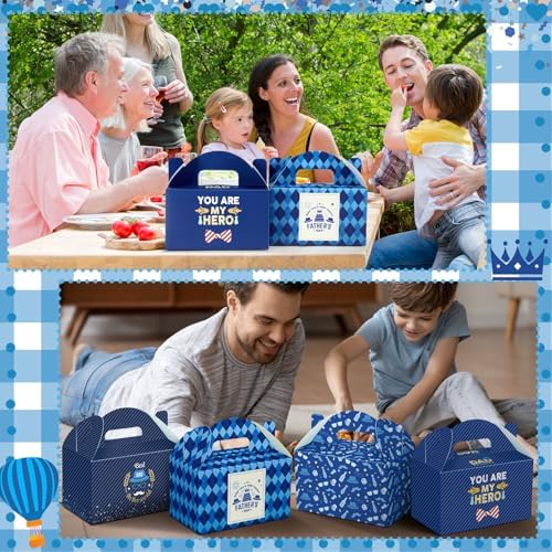 Dunzoom 100 Pcs Fathers Day Party Favors Fathers Day Treat Boxes Dad Theme Goodie Candy Gift Bags Holiday Paper Gift Container for Dads Birthday Decoration