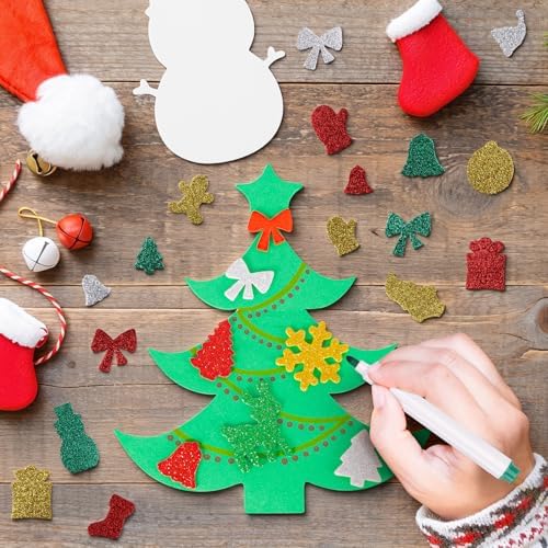 Max Fun Christmas Crafts for Kids Toddlers, 350Pcs Foam Ornaments DIY Christmas Arts and Crafts Kits Bulk Stickers Set, Xmas Tree Snowman Christmas Decorations Crafts Party Favors Supplies
