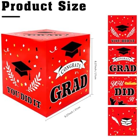 Graduation Card Box 2026 Graduations Decorations, Red Graduation Card Box for Party 2026, Grad Cards holder Class of 2026 for College High School Gift Decor Supplies