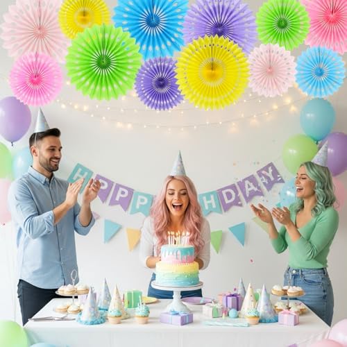 BEISHIDA Honeycomb Round Paper Fans Macaron Hanging Party Decoration