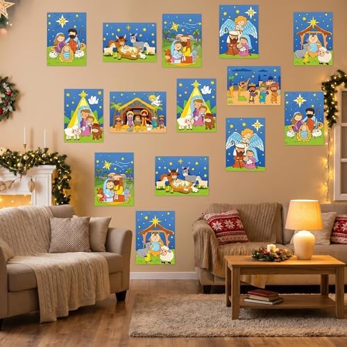 Marspark 24 Pcs Christmas Scratch Paper Nativity Art Crafts Bulk