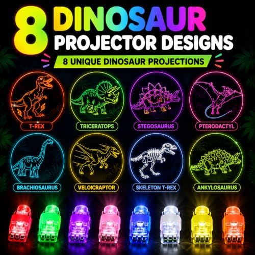40PCS Dinosaur Party Favors for Kids, LED Light Up Finger Lights Glow in The Dark Toys - Dino Theme Birthday Party Supplies, Goodie Bag Fillers, Classroom Prizes, Pinata Stuffers for Boys Girls