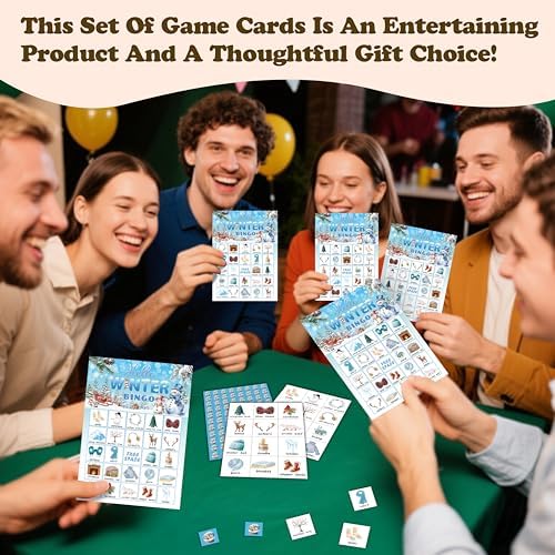 Christmas Bingo Game Cards, Winter Holiday Party Games, Christmas Party Game Decor, Winter Holiday Games, Bingo Sets for Adults Large Group, Xmas Theme Party Activity Supplies -A20