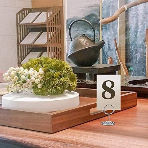 Jofefe 20pcs Mini Place Card Holders, Cute Table Number Holders, Classy Table Card Holder Table Picture Stands, Elegant Wire Photo Holder Menu Memo Clips, Idea for Wedding, Anniversary Party（Silver