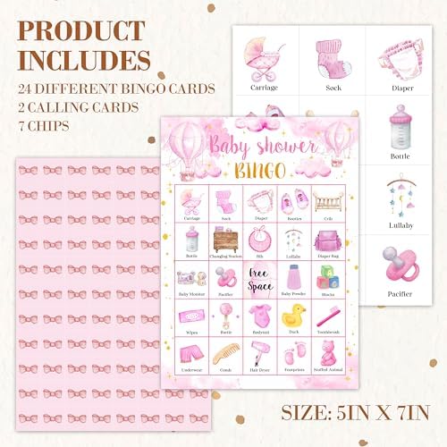 Baby Shower Bingo Game, Moon and Stars Bingo Cards Set, Blue Gender Reveal Party Bingo Supplies for Adults, Family Friends Activities Favors Decorations for 24 Player, 01