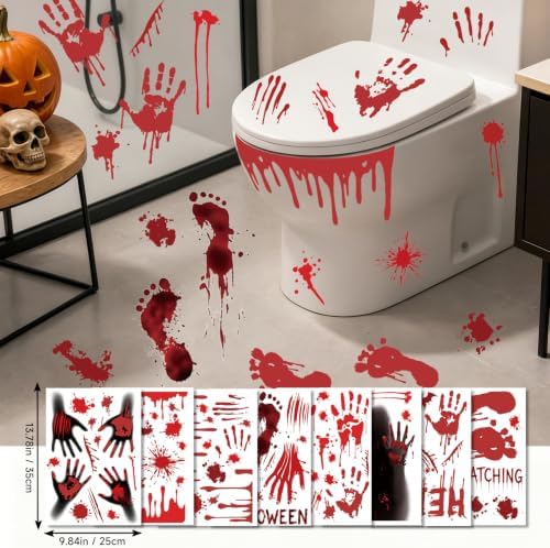 Halloween Bloody Handprint Footprint Wall & Window Stickers, Horror Decor