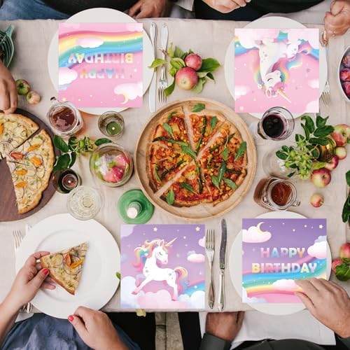 50 Pcs Unicorn Paper Napkins 6.5 x 6.5 Inches, Rainbow Birthday Theme Disposable Luncheon Dinner Party Napkins Cocktail Napkin for Unicorn Birthday Party Decorations (Unicorn)