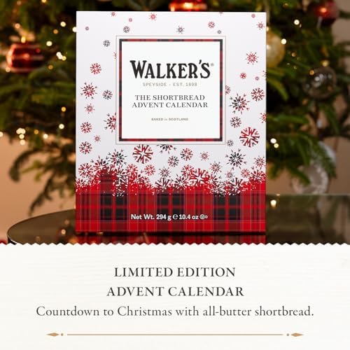 Walker’s 2026 Advent Calendar with Shortbread Cookies from Scotland - 24 Count (10.4 oz) - Limited Edition Cookie Box with Christmas Cookies in Various Shapes and Flavors