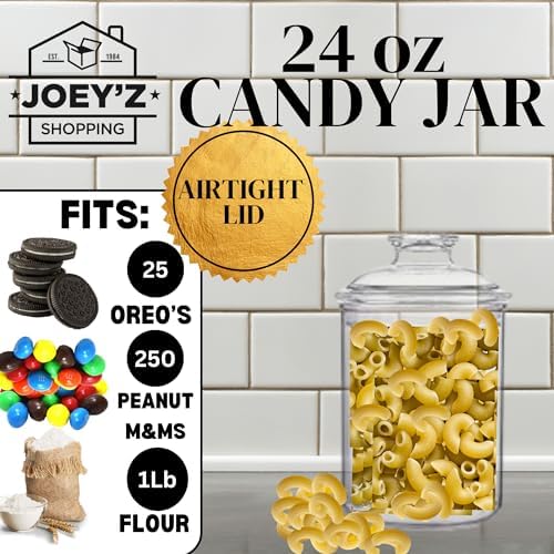 JOEY'Z 24oz Acrylic Airtight Candy Jar Cookie Jar - Candy Jars with Lids