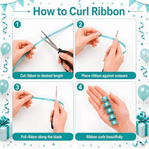 BEISHIDA 500 Yards Matte Teal Blue Curling Crimped Ribbon Balloon String Ribbons for Gift Wrapping Ribbon for Wedding Christmas Proposal Birthday Baby Shower Decoration
