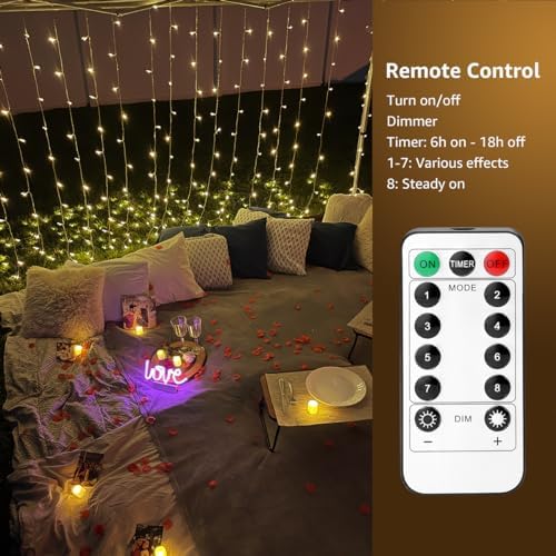 Lighting EVER Fairy Curtain Lights Battery Operated & USB Plug in