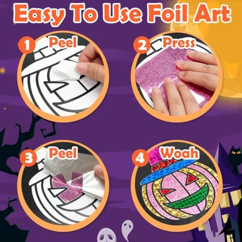 FUNNYB&G Halloween Foil Art Craft Kit for Kids, Halloween Toy Gift for Kids