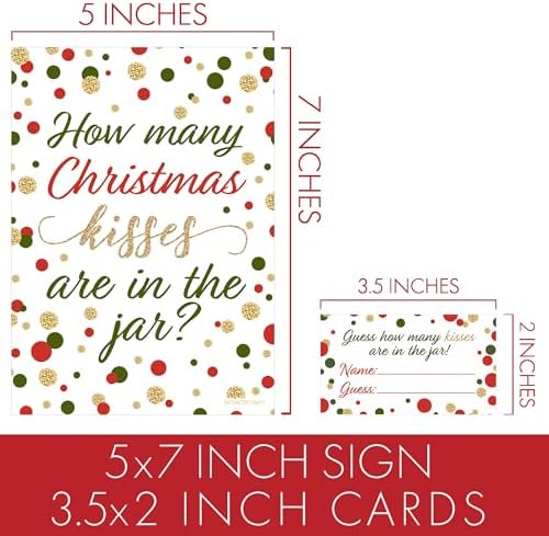 DISTINCTIVS Christmas How Many Kisses Game, Sign and 30 Guessing Cards