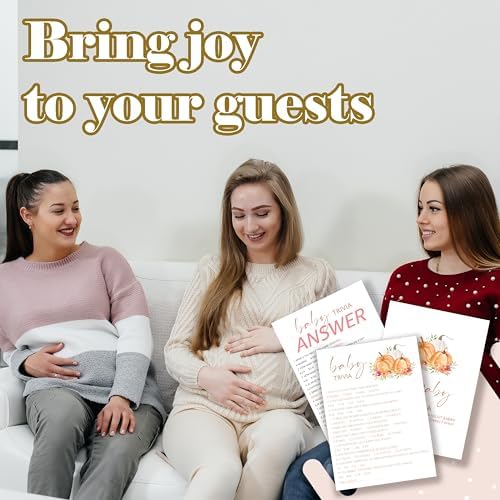 Baby Shower Games, Thanksgiving Baby Trivia Game Cards + 1 Answer Card, 25 Sets Gender Reveal Party Decorations Supplies - E05