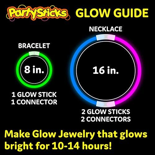 Glow Sticks Bulk Neon Party Supplies - 200 8” Neon Party Glow Sticks w/ Connectors for Glow Necklaces and Glow Bracelets Glow in the Dark Party Supplies