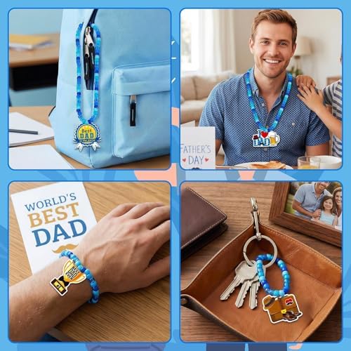 DTOFOOT 24 Set Fathers Day Crafts for Kids Bulk Beads Necklace Making Kit