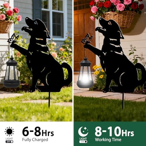 twinbling Solar Black Dog Lights Patio Decorations Outdoor