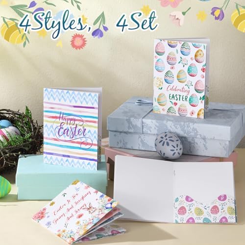 AmazingSpark 4 Set Mini Easter Gift Card Book Bunny Money Holder Envelope Booklet for Cash Easter Surprise Money Card Sleeve Book Eggs Rabbit Party Gift for DIY Basket Stuffer Spring Holiday Decor