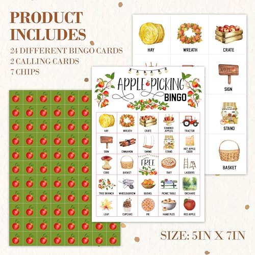 Fall Bingo Game, Fall Harvest Bingo Cards Set, Thanksgiving Party Birthday Party Bingo Supplies for Adults, Family Friends Activities Favors Decorations for 24 Player, 02