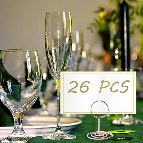 Table Number Holders, 26PCS Place Card Holder, Photo Holder (2" Rose Gold)