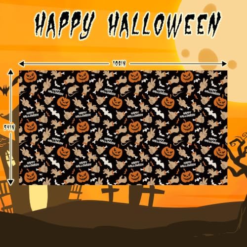 4 Pack Halloween Tablecloth,54" x 108" Pumpkin Hand Rectangular Plastic Table Cloth Large Size Halloween Table Covers for Home Decor Halloween Party Decorations