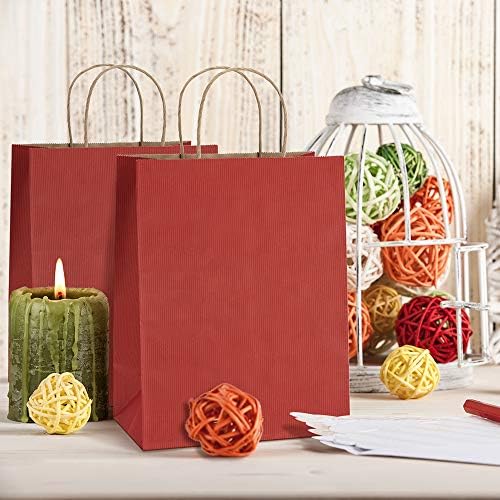 BagDream Medium Gift Bags with Handles 8x4.25x10.5 Inch Red 25 Pack