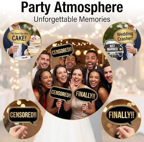 Kotbs 52pcs Wedding Photo Booth Props for Bridal Shower & Engagement Party