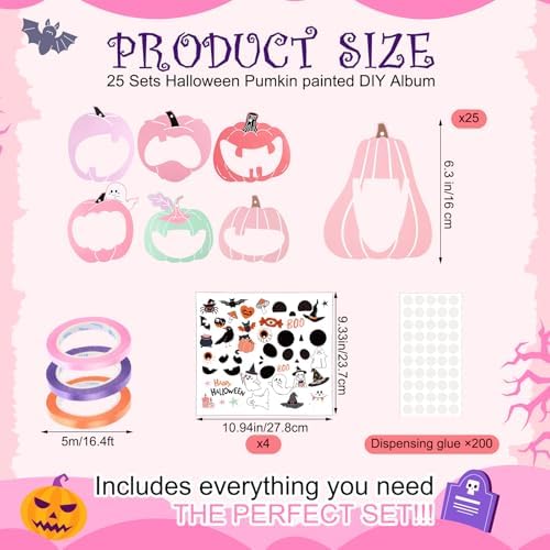 AmazingSpark 25 Pcs Halloween Picture Frame Craft Kits DIY Pumpkin Photo Frames with Halloween Stickers Hanging Pumpkin Picture Crafts for Home Party Activities Decoration