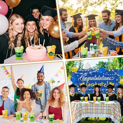 100 Pack 12oz Green Graduation Decorations Cups, Class of 2026 Disposable Plastic Cups, Sturdy & Durable Tableware for High School College Grad Party Decorations Supplies