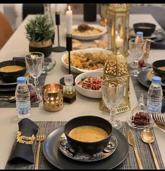 Gold Mardi Gras Napkin Rings Set of 12, Metal Napkin Rings Holder with Ramadan Kareem Letters for Eid Mubarak Party, Dinner Table Decoration (Gold)
