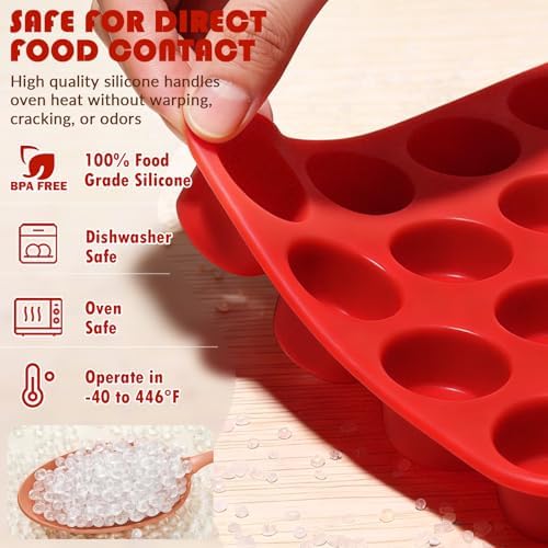 HKNMTT 2Pcs Mini Silicone Muffin Pans for Baking 24Cups Egg Bites Molds