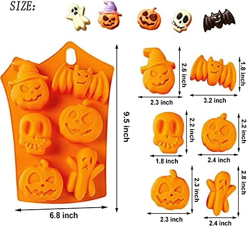 2Pcs Halloween Silicone Cake Mold，Pumpkin Bat Skull Ghost Shape Silicone Candy Chocolate Molds for DIY Cookies Soap Candy Gummy Chocolate Mold Ice Cream Tray for Kitchen DIY Baking Tools…