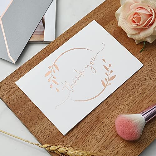 Winoo Design Heavy Duty Thank You Cards with Envelopes - 36 PK - Gold Thank You Notes 4x6 Inches Baby Shower Cards Wedding Small Business Graduation Funeral Bridal Shower (Rose Gold)