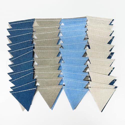 Dusty Blue Party Decoration Gray Blue Felt Hanging Triangle Mini Bunting Pennant Banner Flag for Birthday Wedding Nautical Ahoy Achor Bridal Shower Engagement Wedding Shower Party Decor Supplies