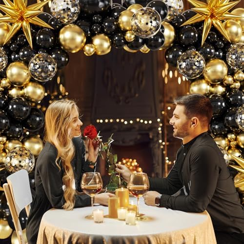Black and Gold Balloon Arch Kit for Party Decorations