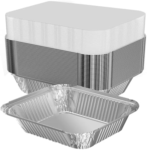 WANBAO 8.3"x6.2" 2.25LB Disposable Tin Foil Pans with Lids, 150 PACK